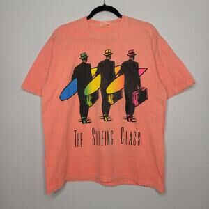 Vintage The Surfing Class Surfer Shirt XL Neon 80s 90s Beach